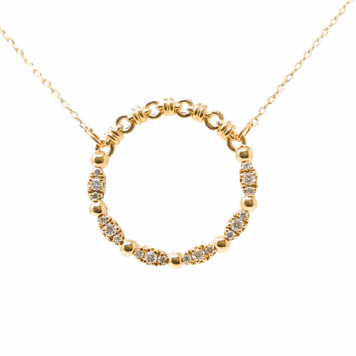 Whisper Necklace in 14k Yellow Gold with Diamond Clusters