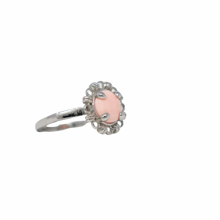 Gemma Ring in Silver with Pink Coral
