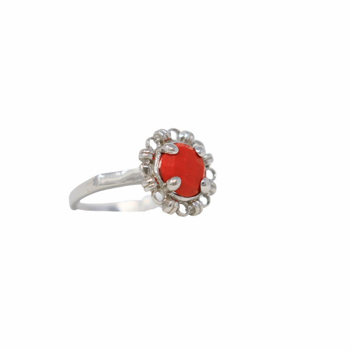 Gemma Ring in Silver with Coral