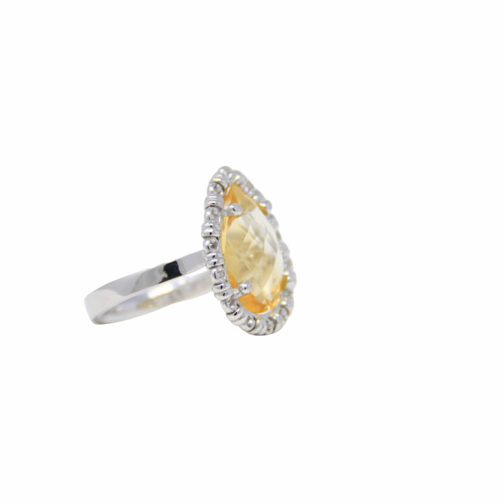 Drop Ring in Silver with Citrine, Large