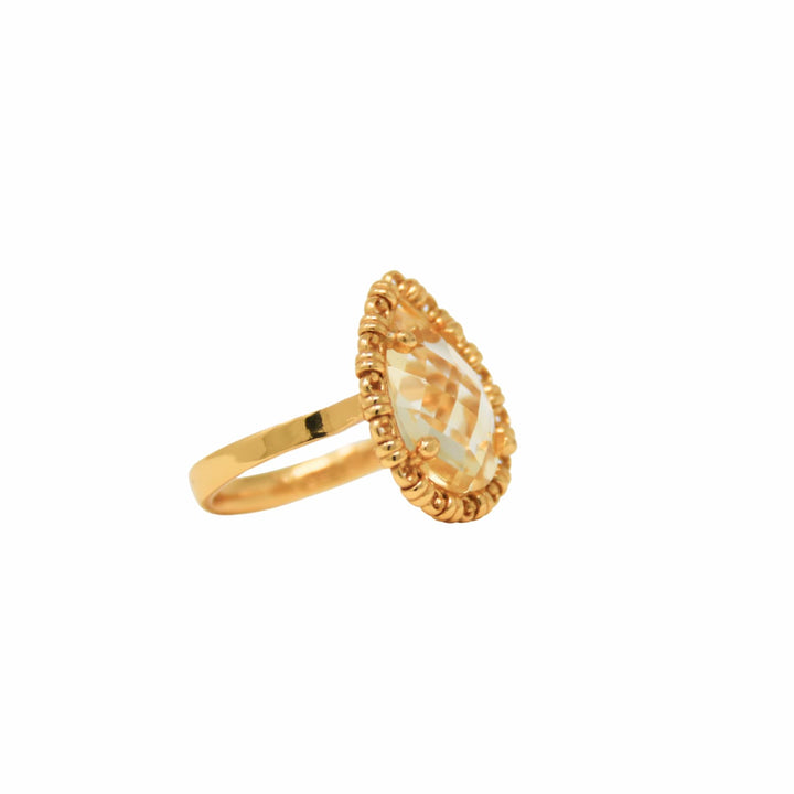 Drop Ring in Gold with Citrine, Large