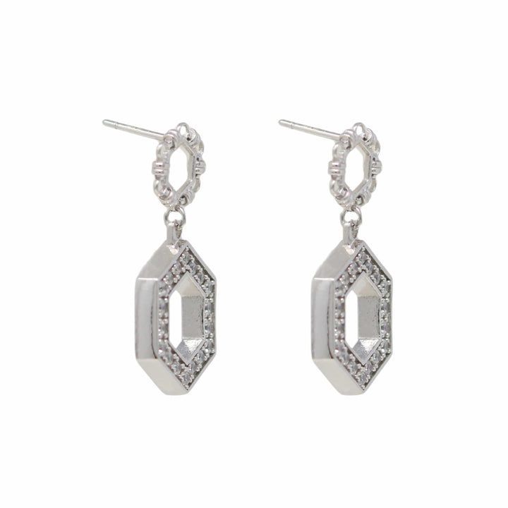 Super Deco Earrings in Silver With Pavé