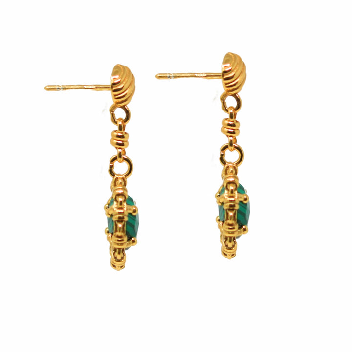 Gemma Earrings in Gold with Malachite