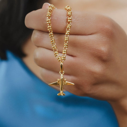 Airplane Charm in Gold