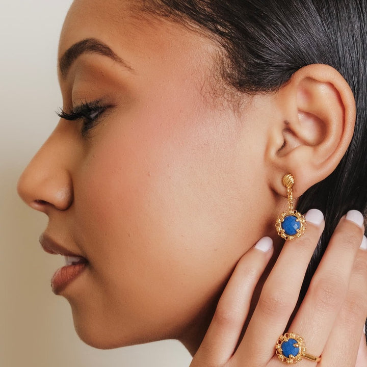 Gemma Earrings in Gold with Lapis