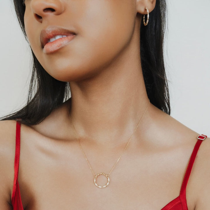 Whisper Necklace in 14k Yellow Gold with Diamond Clusters