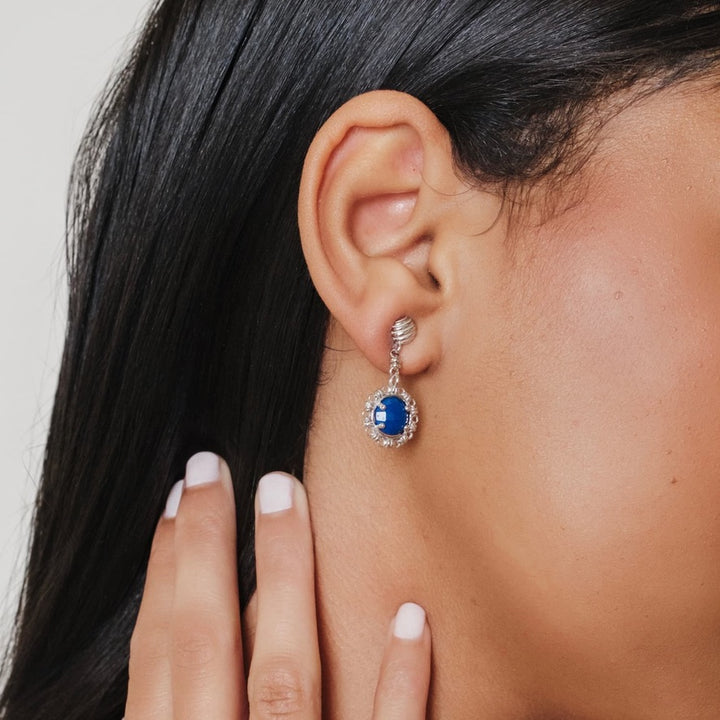 Gemma Earrings in Silver with Lapis