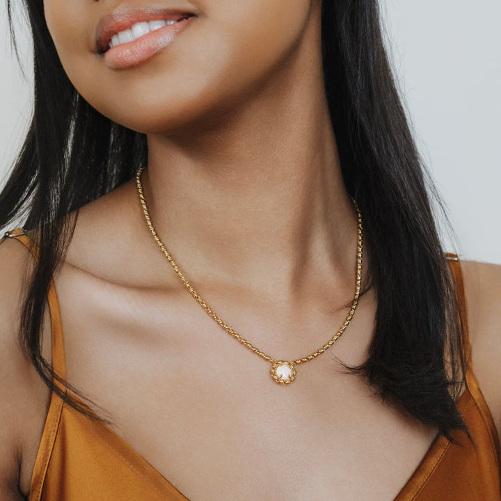 Gemma Necklace in Gold with Pink Coral