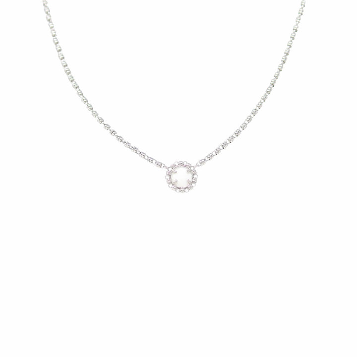 Gemma Necklace in Silver with White Agate