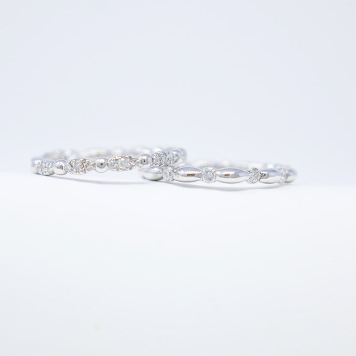 Whisper Ring in 14k White Gold with Diamond Clusters