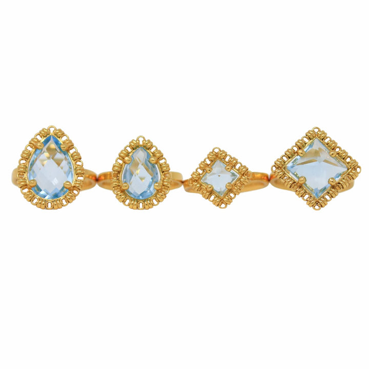 Drop Ring in Gold with Blue Topaz, Small