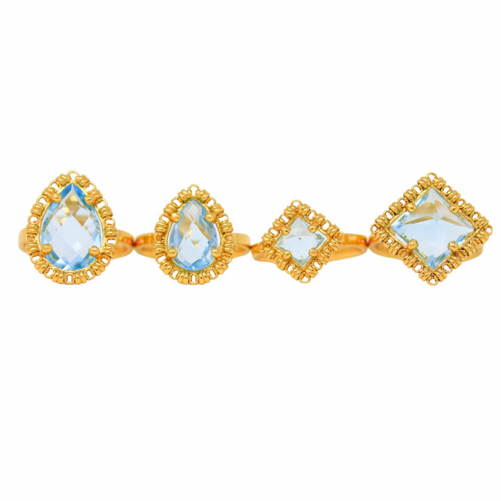 Drop Ring in Gold with Blue Topaz, Large