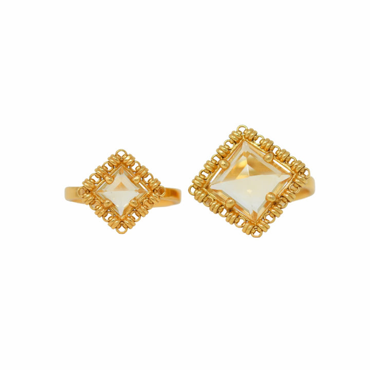 Quadra Ring in Gold with Citrine, Small
