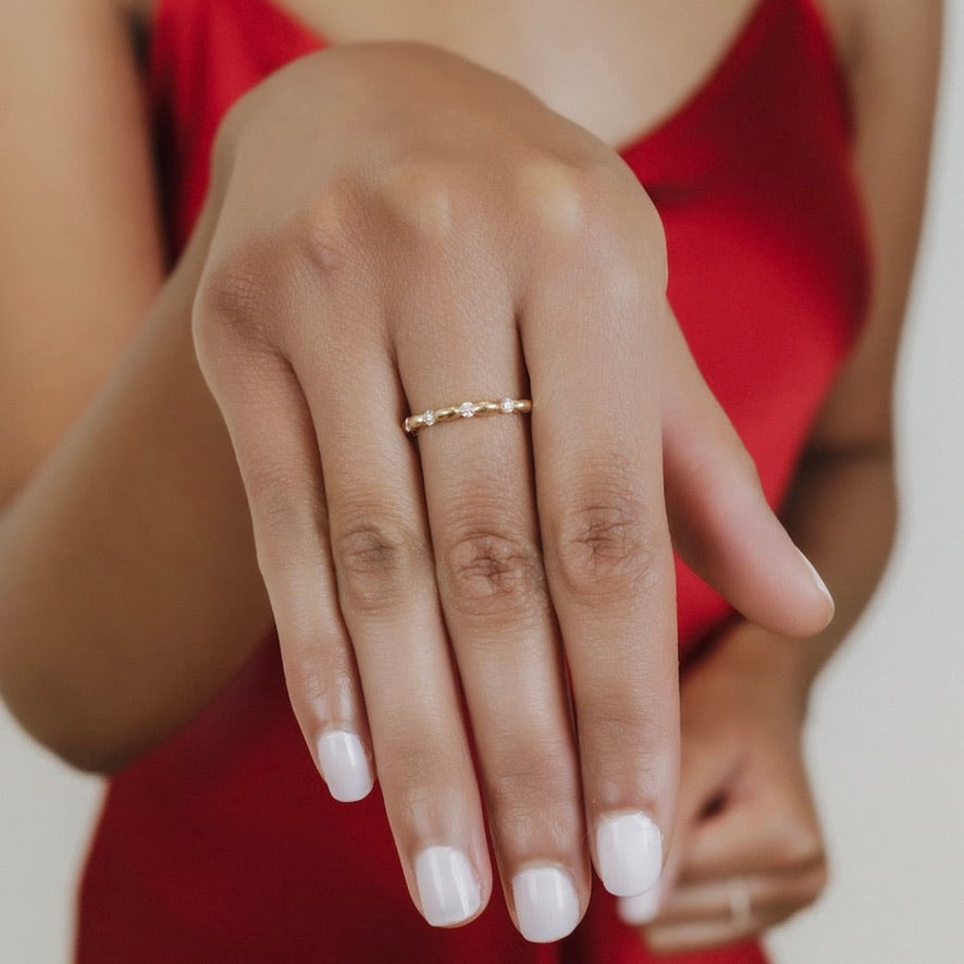 Whisper Ring in 14k Yellow Gold with Diamond Stations