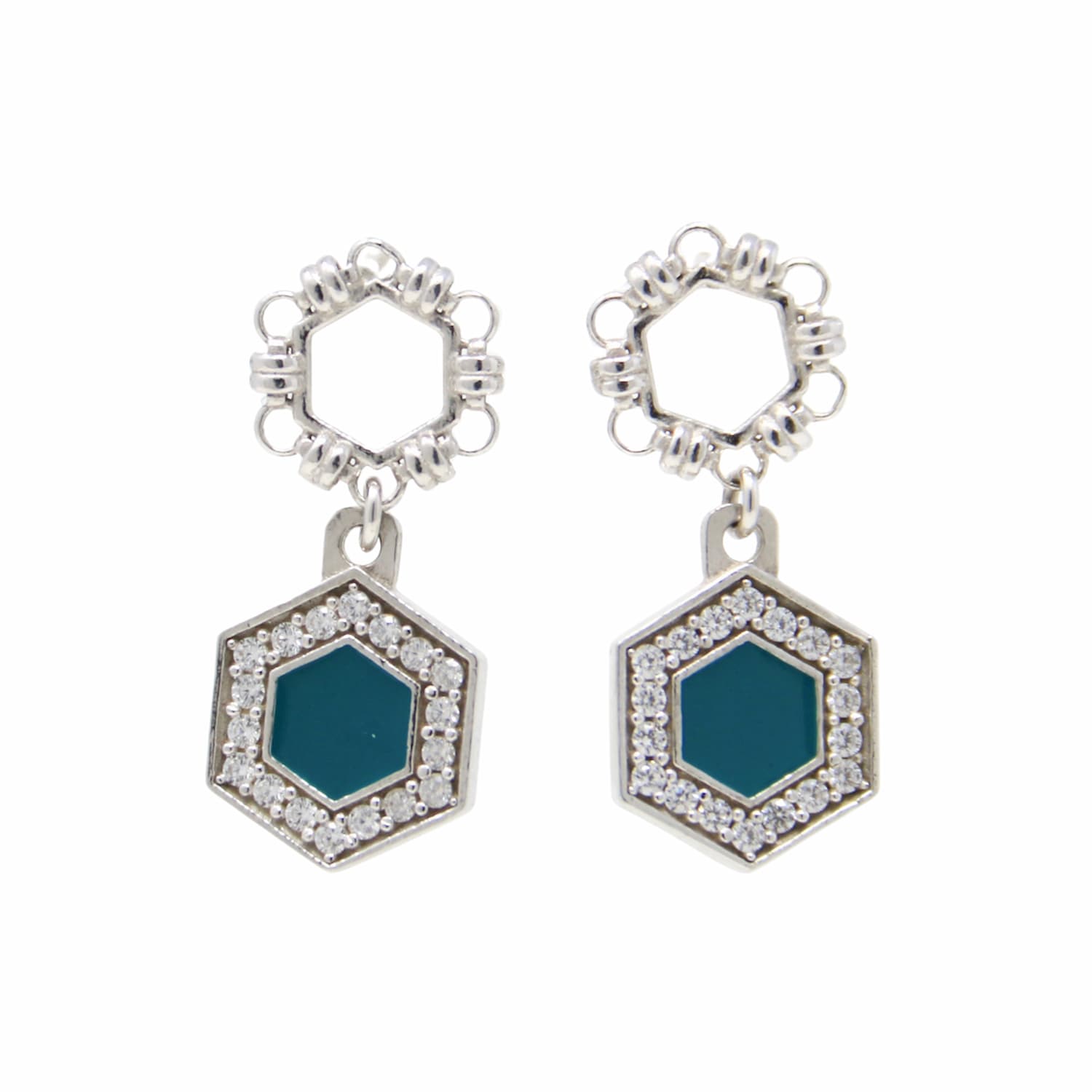 Deco Statement Earrings In Silver With Green Pav DelBrenna Deco Statement Earrings In Silver With Green Pav DelBrenna
