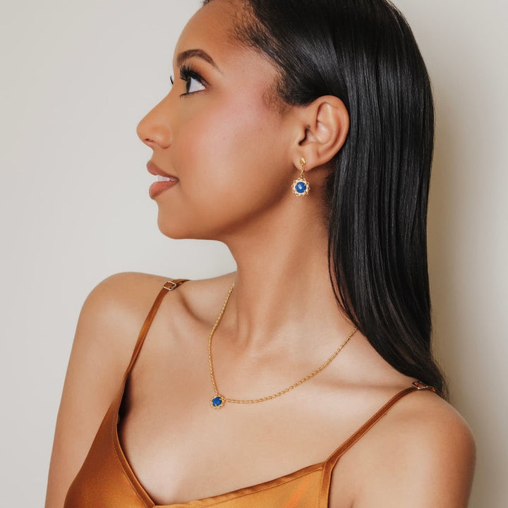Gemma Earrings in Gold with Lapis