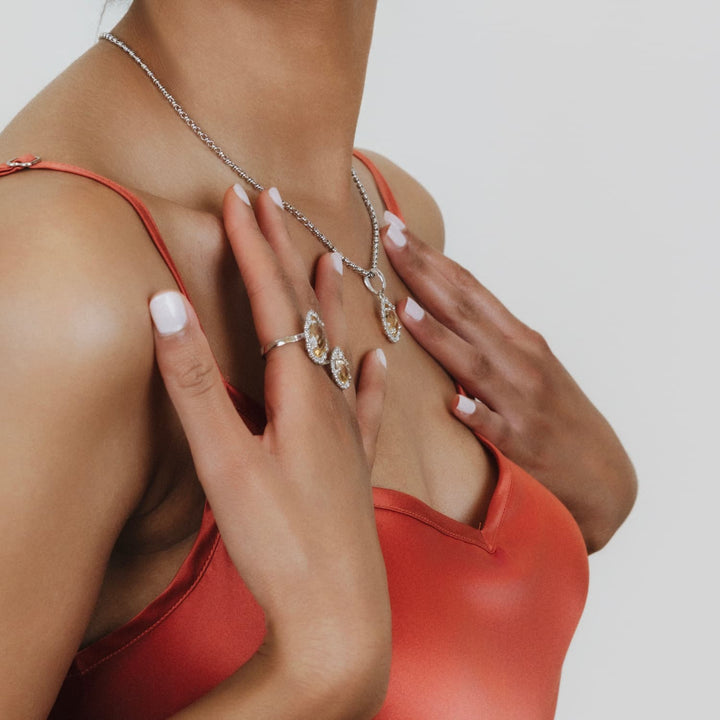 Drop Ring in Silver with Citrine, Small