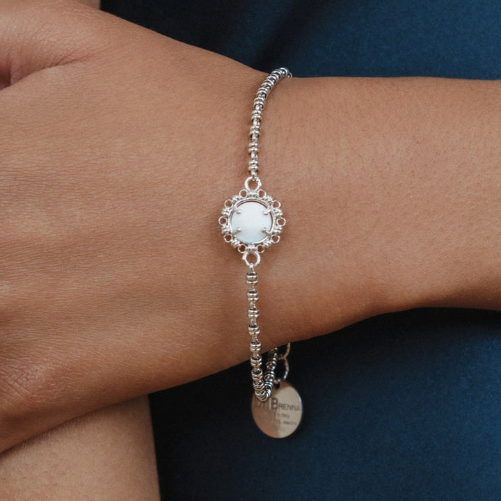 Gemma Bracelet in Silver with White Agate