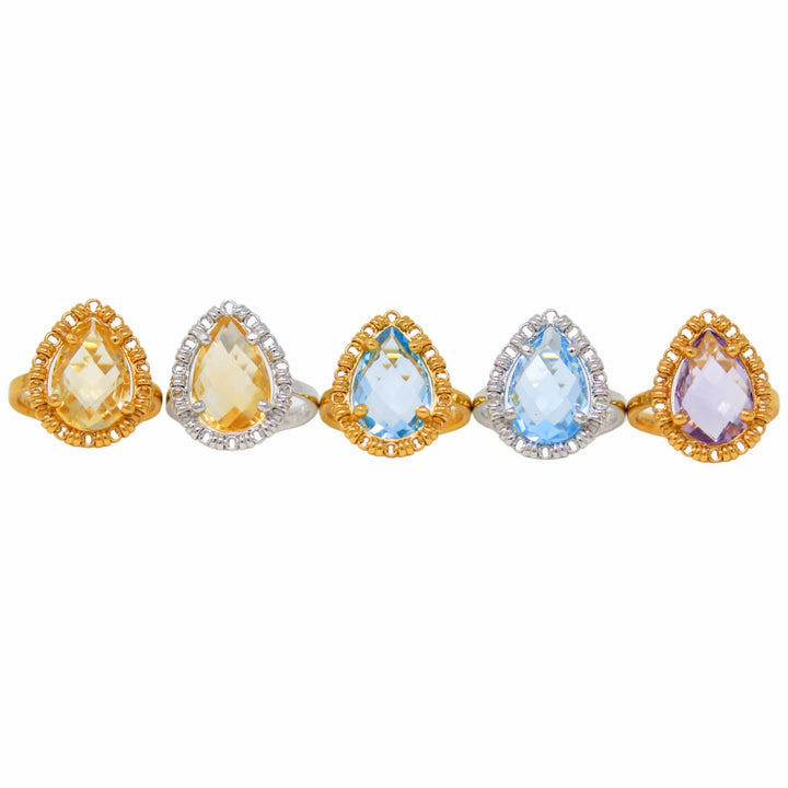 Drop Ring in Gold with Amethyst, Small