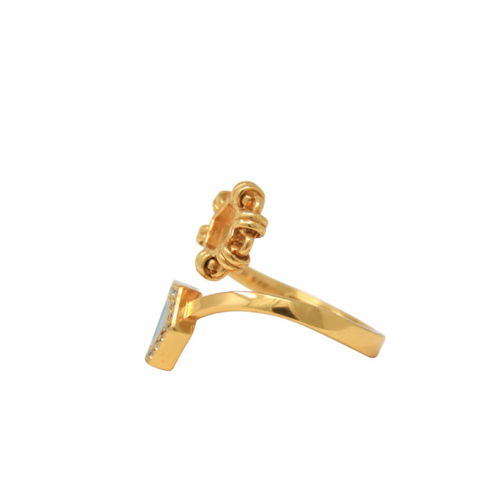 Deco Statement Ring in Gold With Green & Pavé