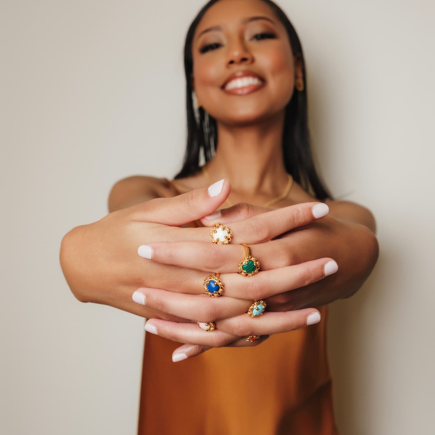 Gemma Ring in Gold with Malachite