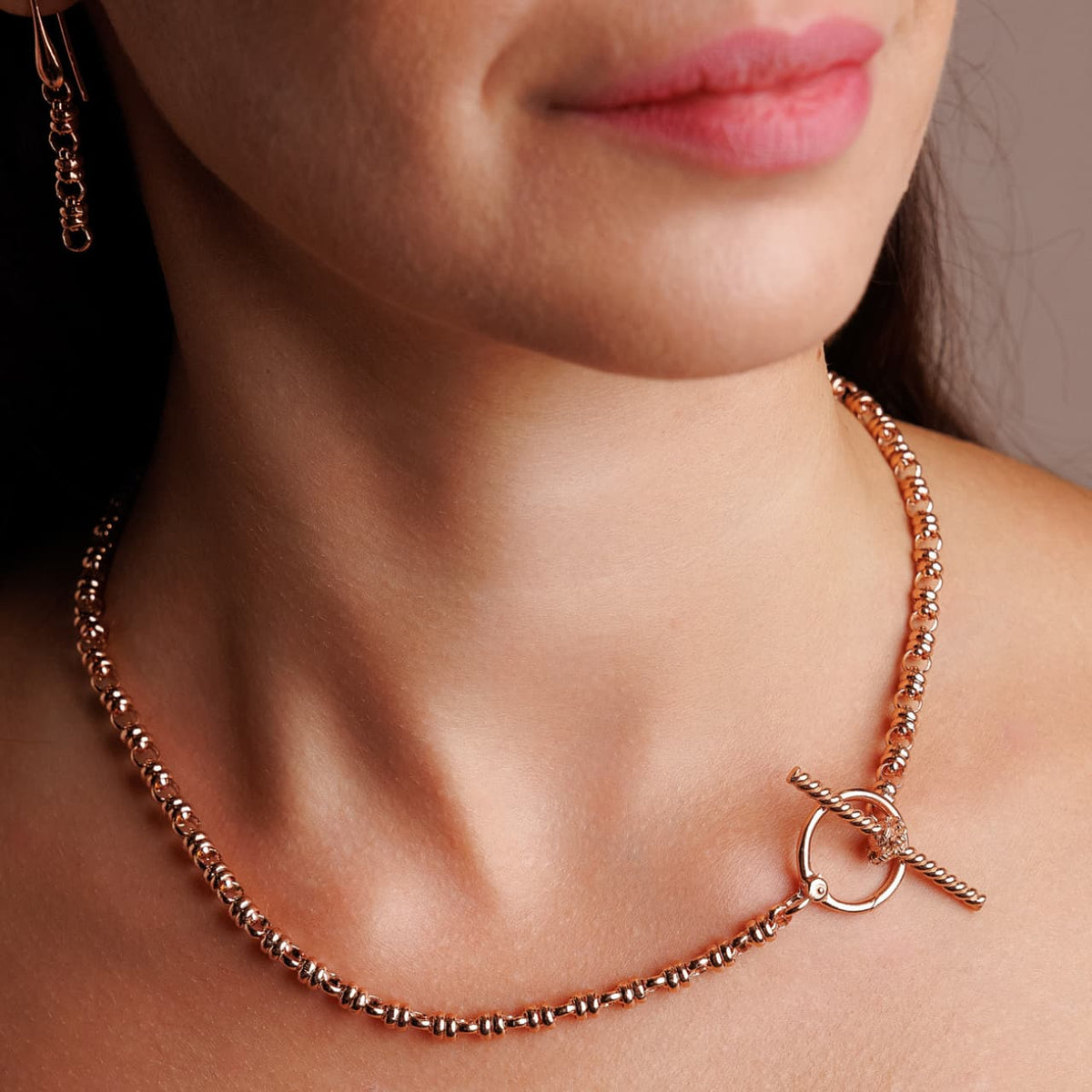 Links 5mm Toggle Necklace in Rose Gold