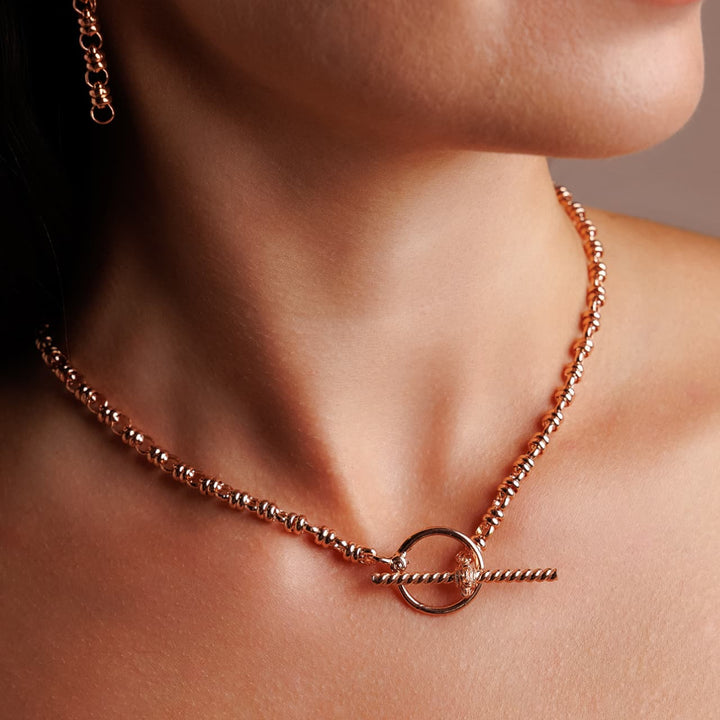 Links 5mm Toggle Necklace in Rose Gold