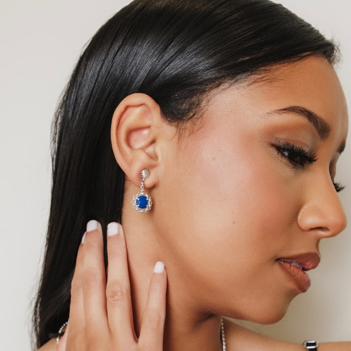 Gemma Earrings in Silver with Lapis