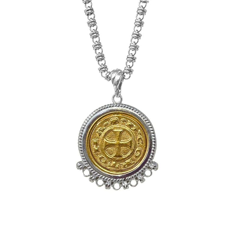 Demi Pendant in Silver with Cortona Coin in Gold