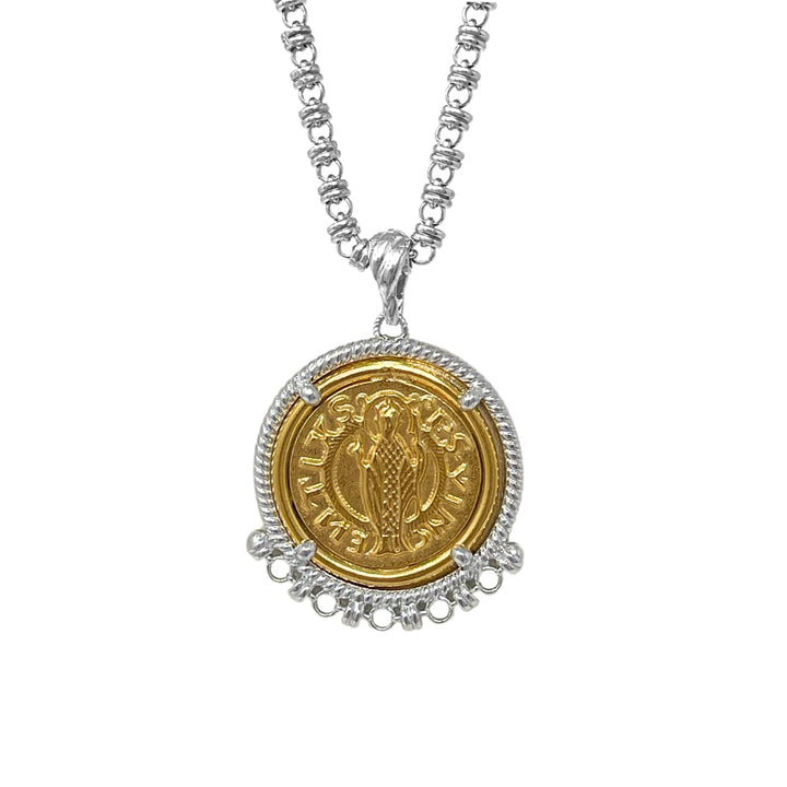 Demi Pendant in Silver with Cortona Coin in Gold