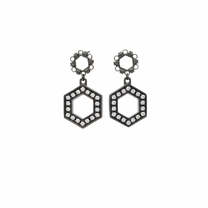 Super Deco Earrings in Black With Pavé