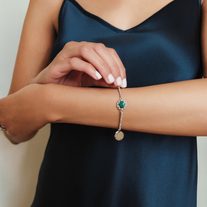 Gemma Bracelet in Silver with Malachite