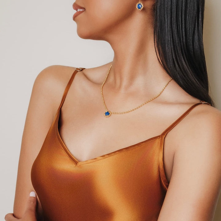 Gemma Necklace in Gold with Lapis