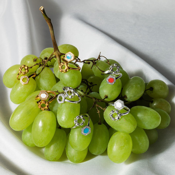 Deco Statement Ring in Silver With Turquoise & Pavé