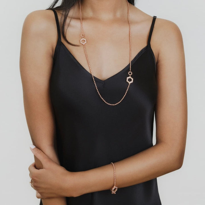 Super Deco Necklace Rose Gold With Pavé