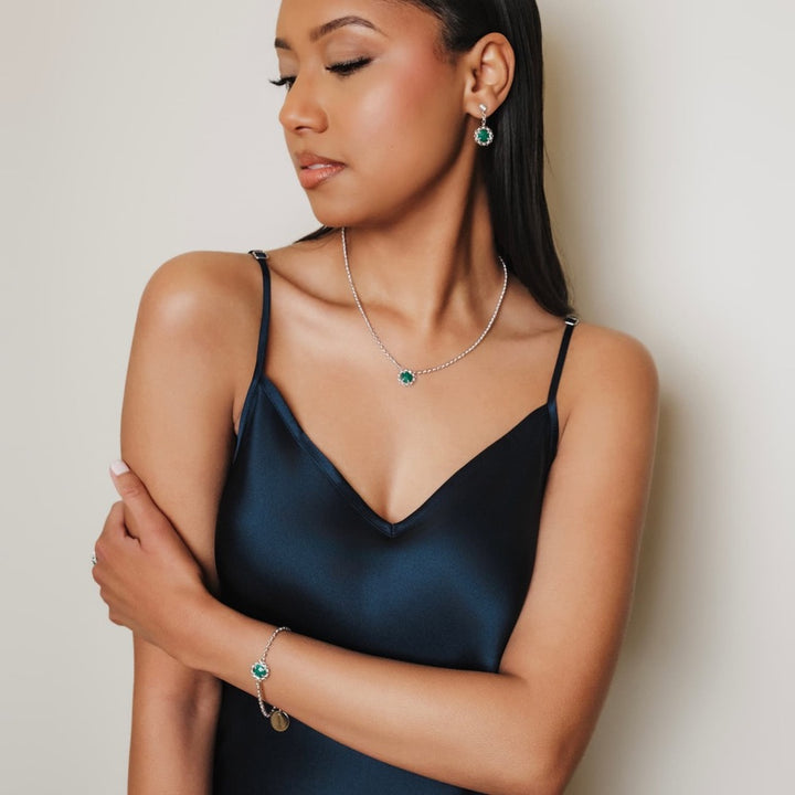 Gemma Bracelet in Silver with Malachite