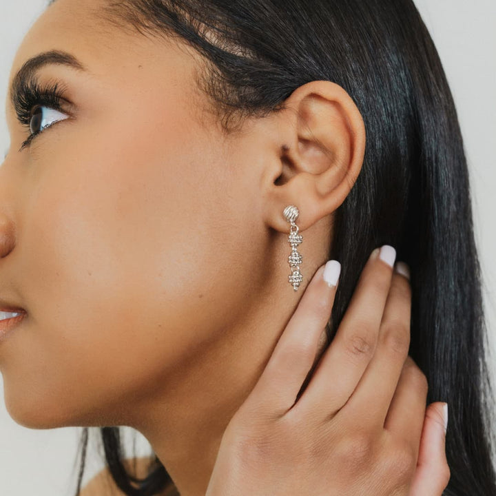 Links Caviar Earrings in Silver