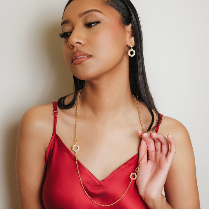 Super Deco Necklace in Gold With Pavé