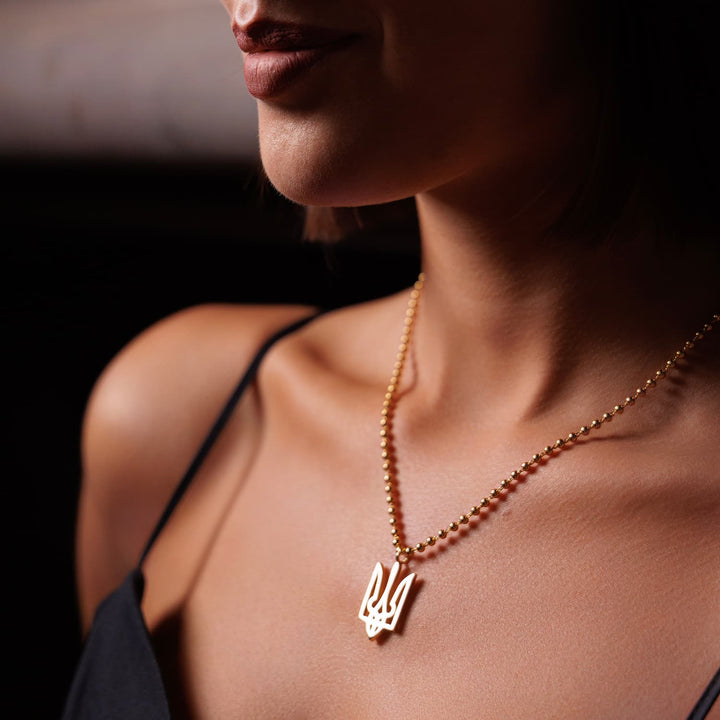 Trident Necklace in Gold