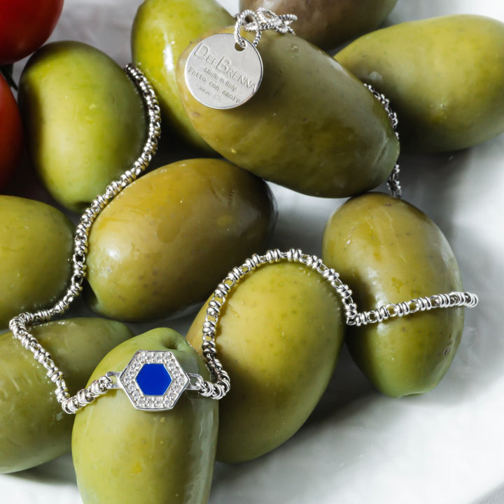 Deco Necklace in Silver With Blue, Turquoise & Pavé