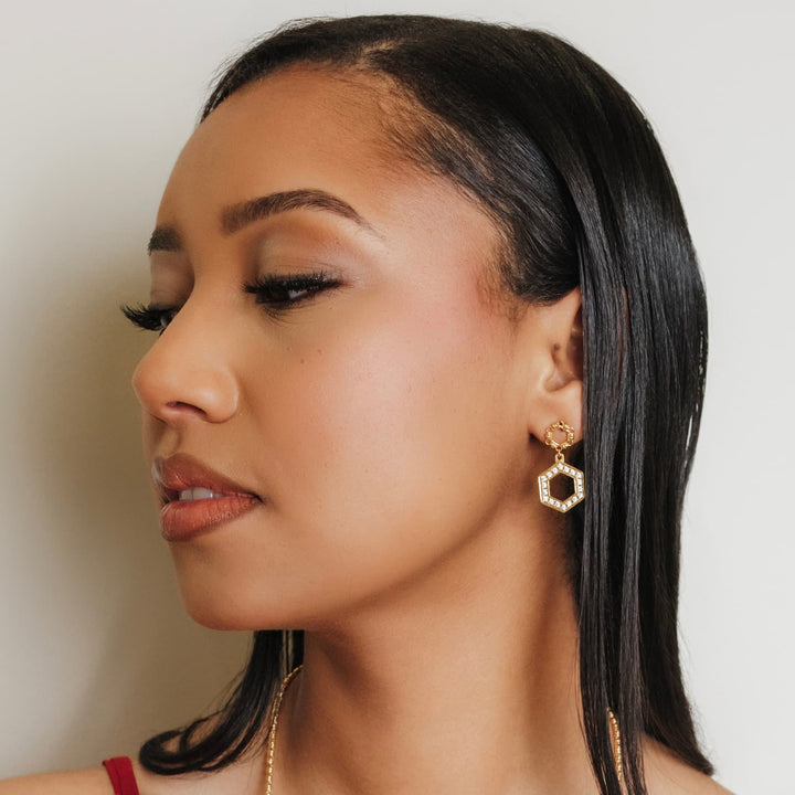 Super Deco Earrings in Gold With Pavé