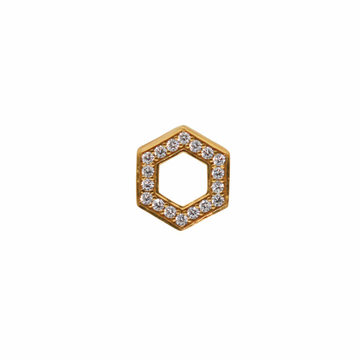 Deco Stud Earrings in Gold With White & Pavé