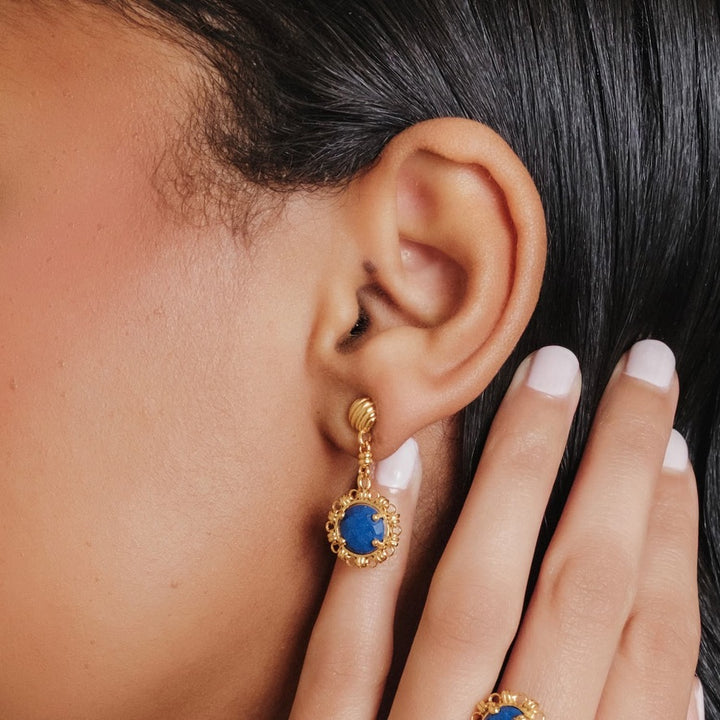 Gemma Earrings in Gold with Lapis
