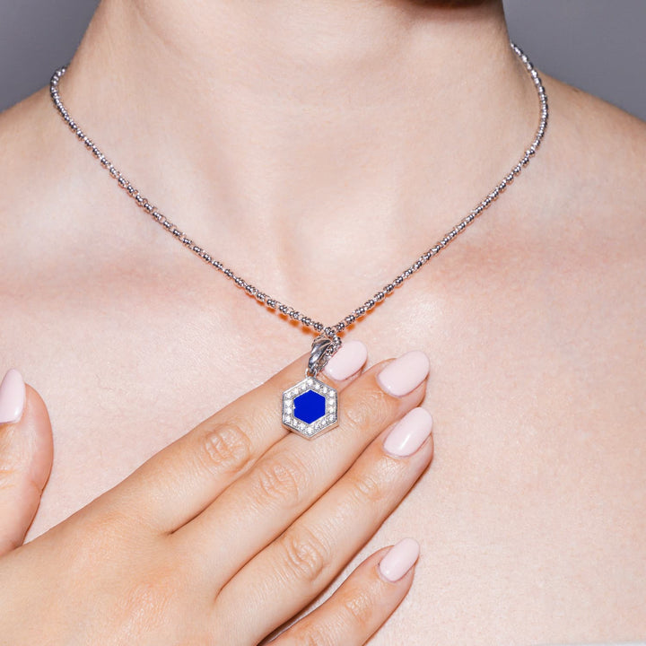 Deco Pendant in Silver With Blue, Turquoise & Pavé