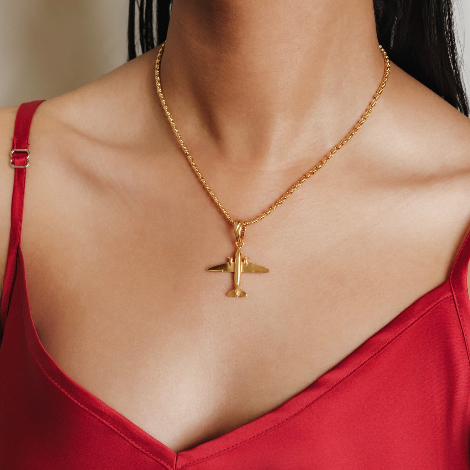 Airplane Pendant in Gold