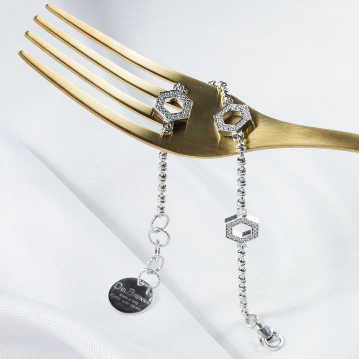 Deco Statement Bracelet in Silver With Pavé