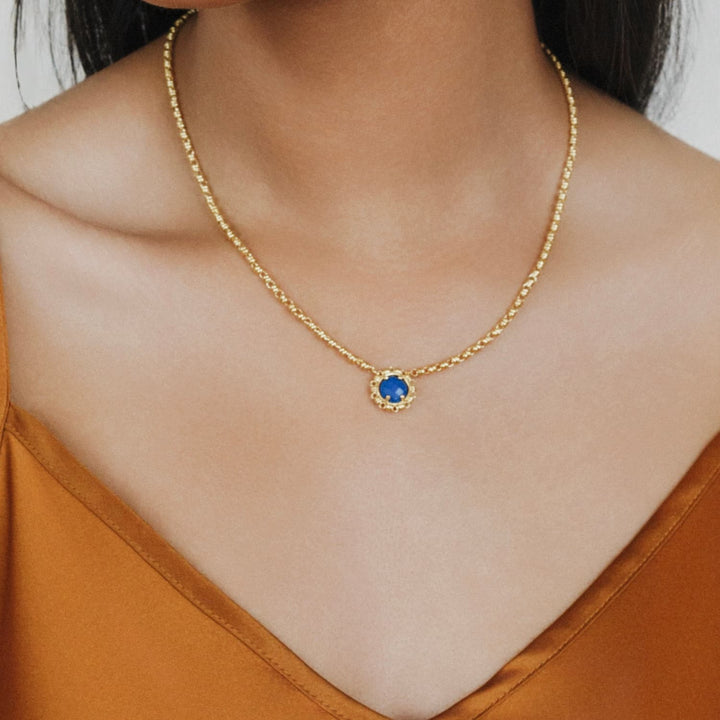 Gemma Necklace in Gold with Lapis