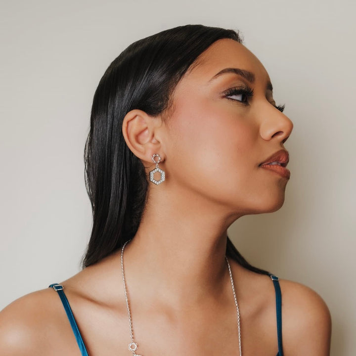 Super Deco Earrings in Silver With Pavé