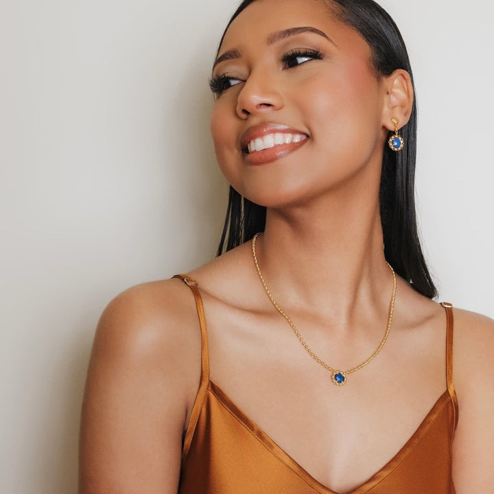 Gemma Earrings in Gold with Lapis