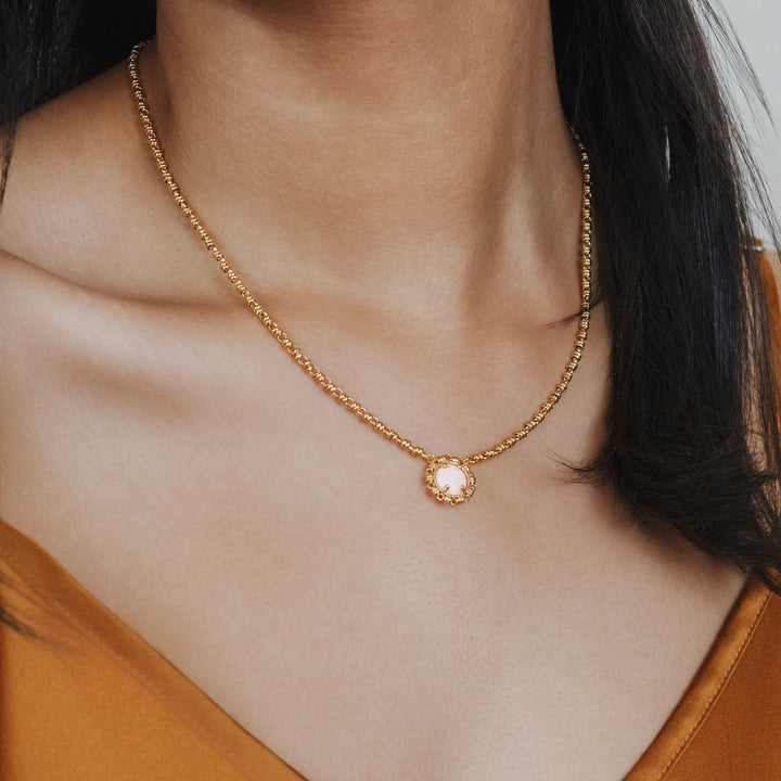 Gemma Necklace in Gold with Pink Coral